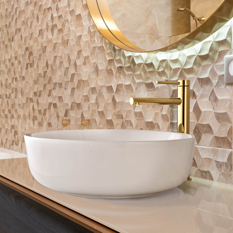 Tall Brushed Gold Brass Bathroom Vessel Sink Faucet