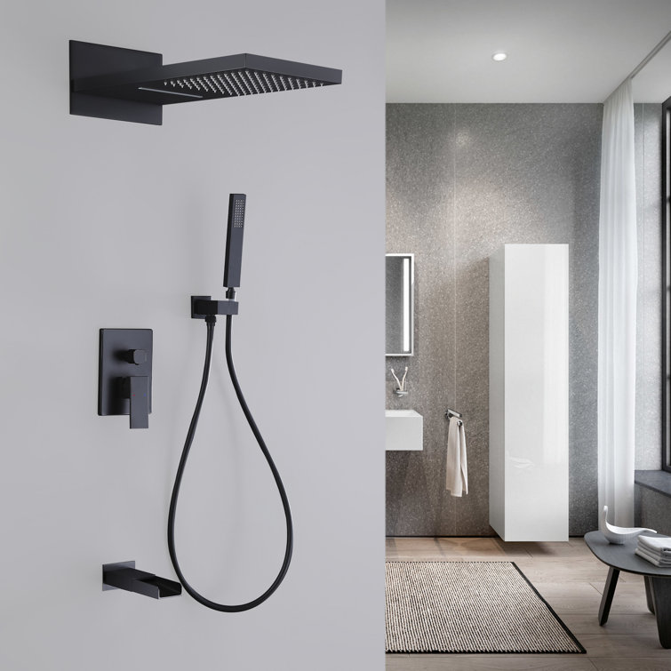 8-Inch Matte Black Multi-Head Rain Shower System with Filter