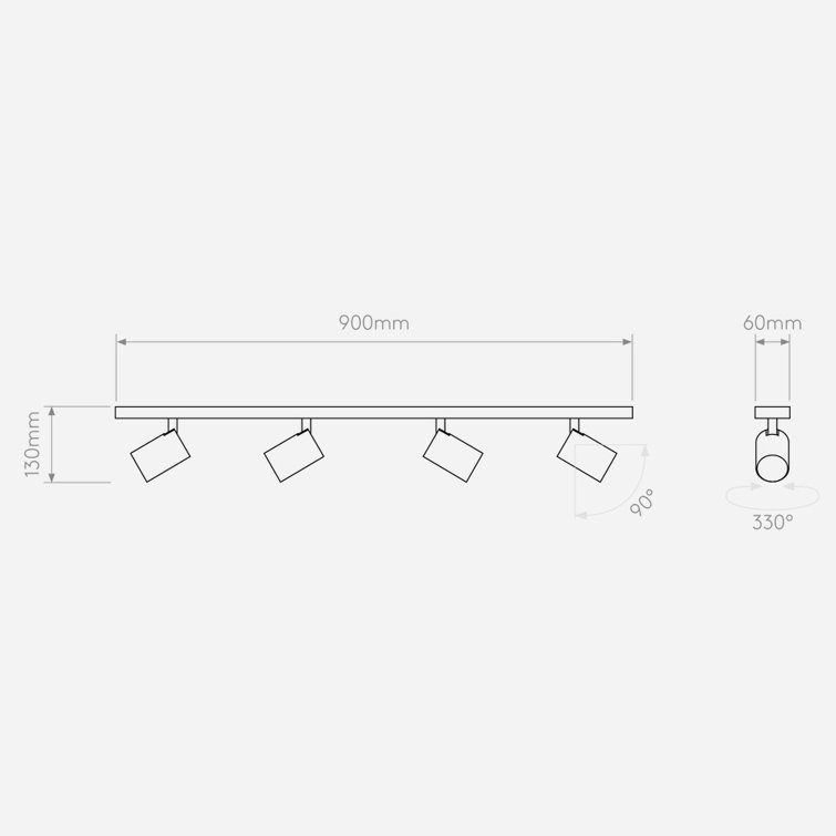 Contemporary Textured White Metal LED Spotlight Track, 35"