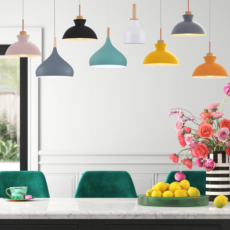 Ozma Orange Aluminum Dome Pendant Light with Adjustable Cord
