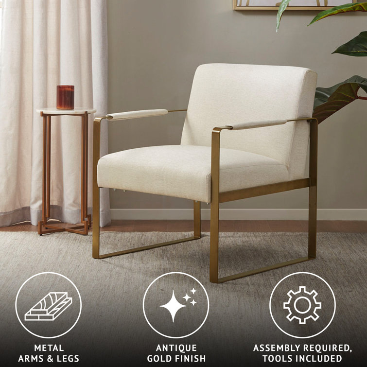 Cream Velvet & Antique Gold Metal Luxe Accent Chair