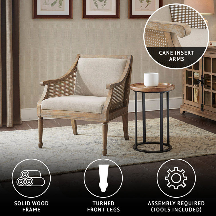 Isla Natural Wood and Beige Cushion Farmhouse Accent Chair