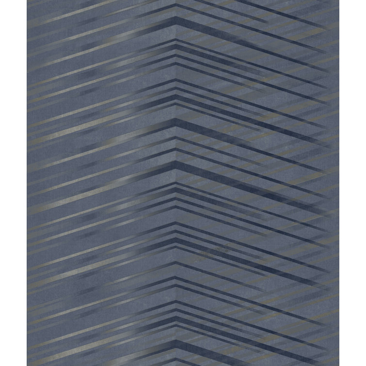 Navy Chevron Non-Pasted Washable Wallpaper Roll