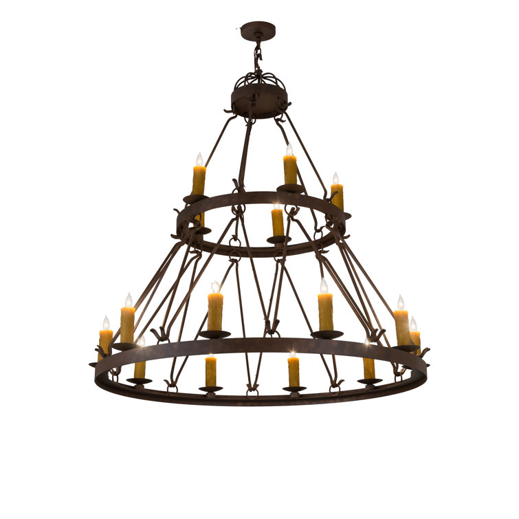 Lakeshore 68" Rustic Amber Glass 15-Light Chandelier