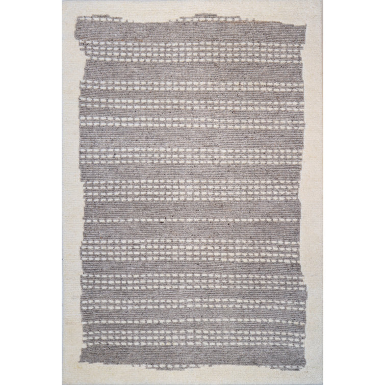 Gray Hand-Knotted Wool Rectangular Area Rug 8'6" x 11'6"
