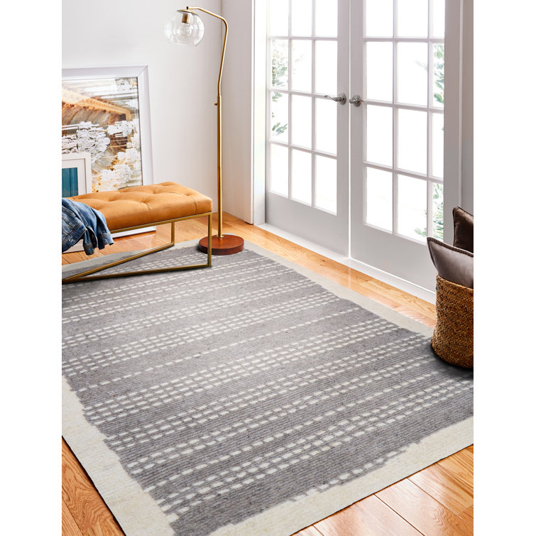 Gray Hand-Knotted Wool Rectangular Area Rug 8'6" x 11'6"