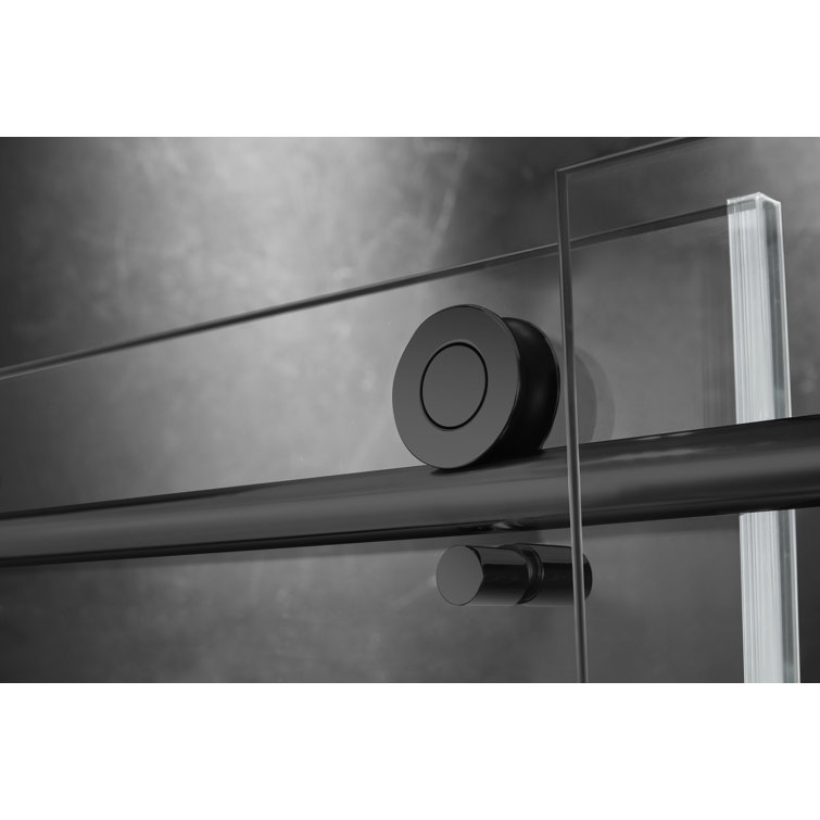 Elegant 48'' x 76'' Frameless Black Tempered Glass Shower Door