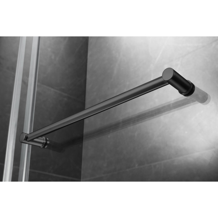 Elegant 48'' x 76'' Frameless Black Tempered Glass Shower Door