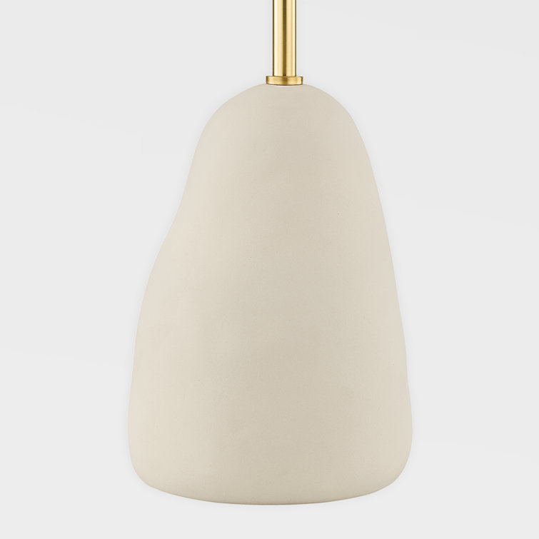 Maia Beige Ceramic and Brass Table Lamp with Linen Shade