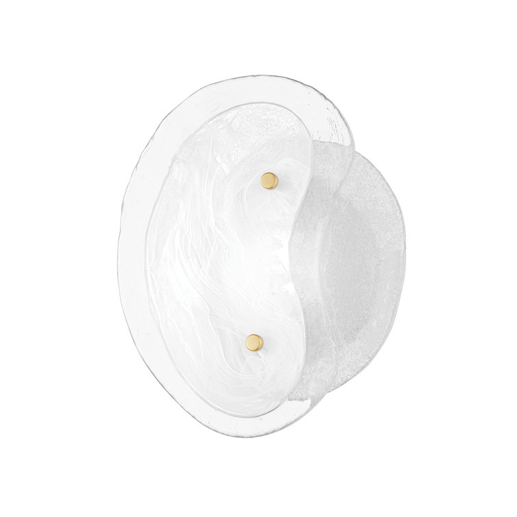 Celia Aged Brass Dimmable 1-Light Wall Sconce with White Shade