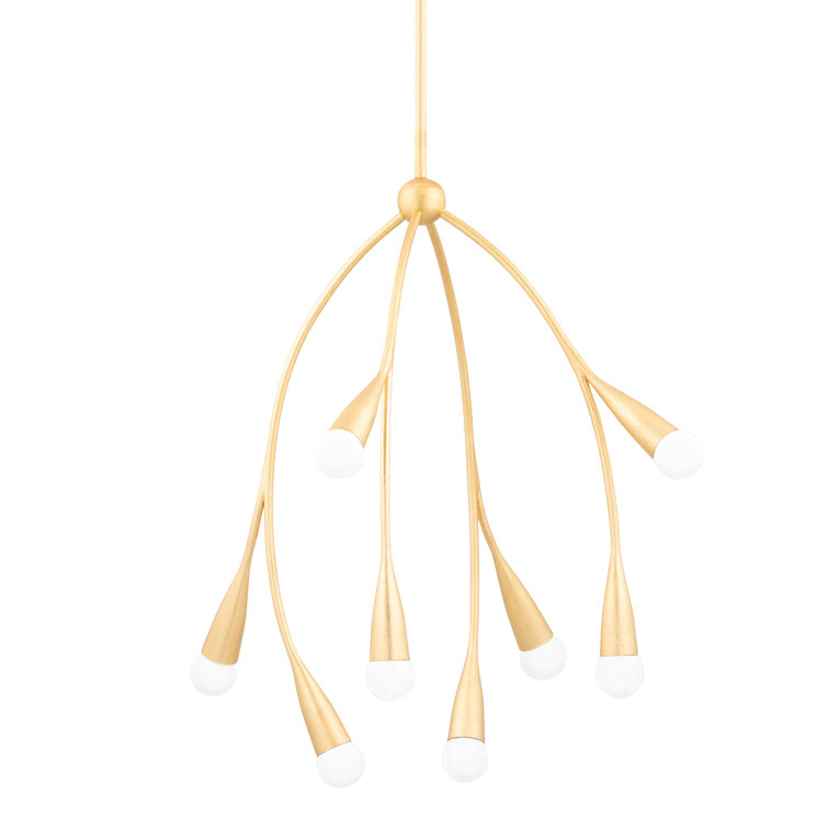 Elsa 24.5" Gold Leaf Iron Chandelier with Matte White Globes