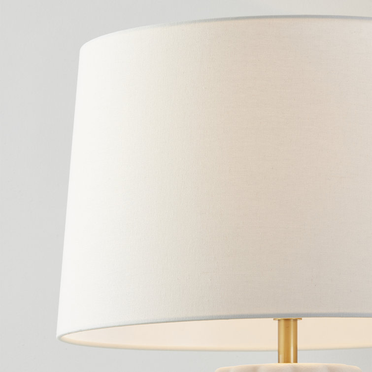 White Belgian Linen Table Lamp with Aged Brass Finish