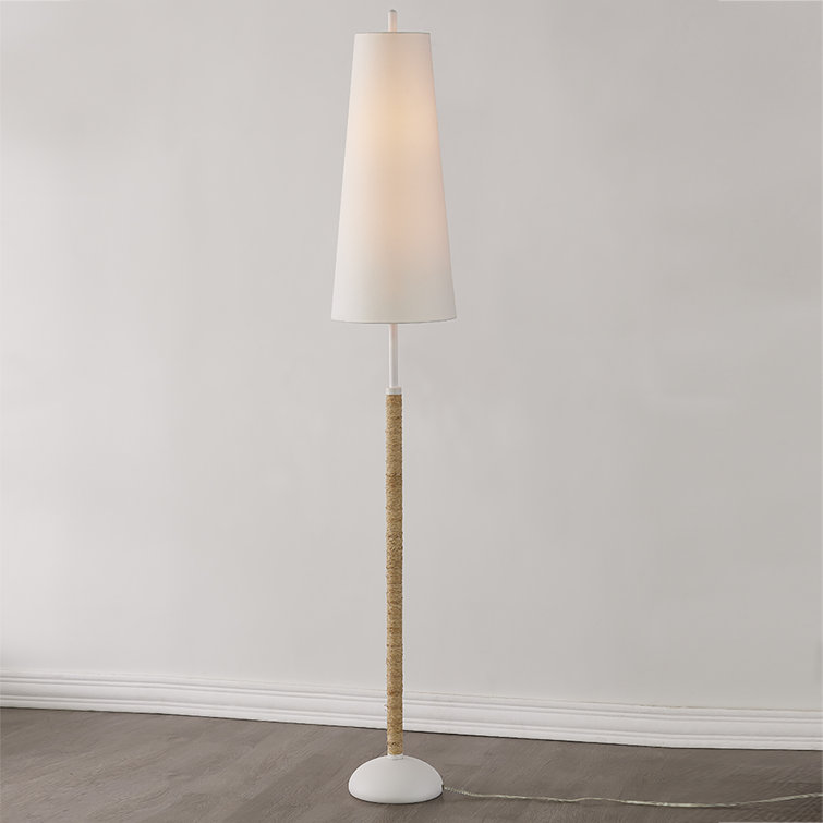 Tomlin White and Natural Belgian Linen Floor Lamp