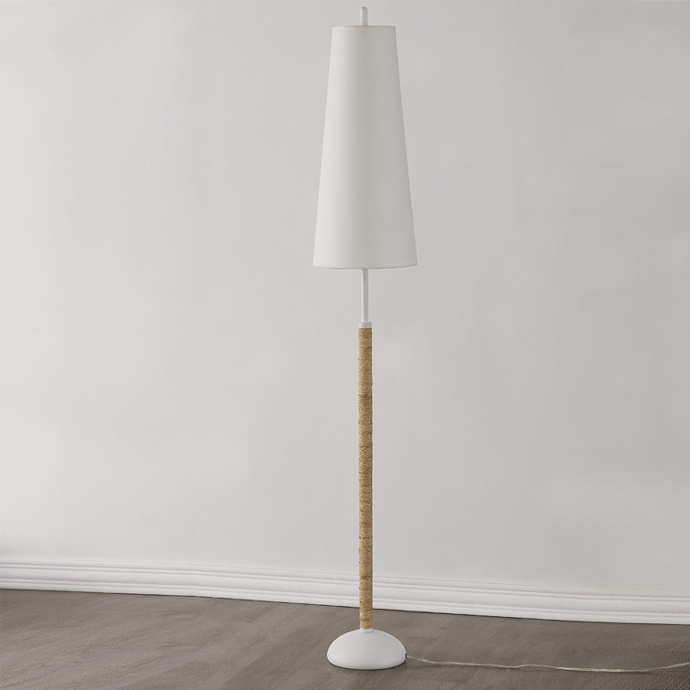 Tomlin White and Natural Belgian Linen Floor Lamp