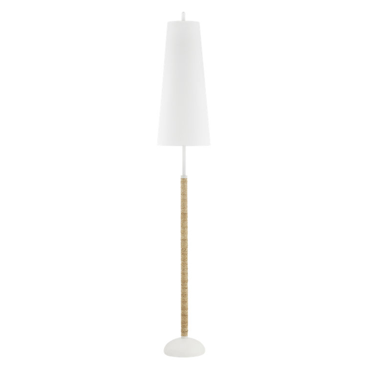 Tomlin White and Natural Belgian Linen Floor Lamp