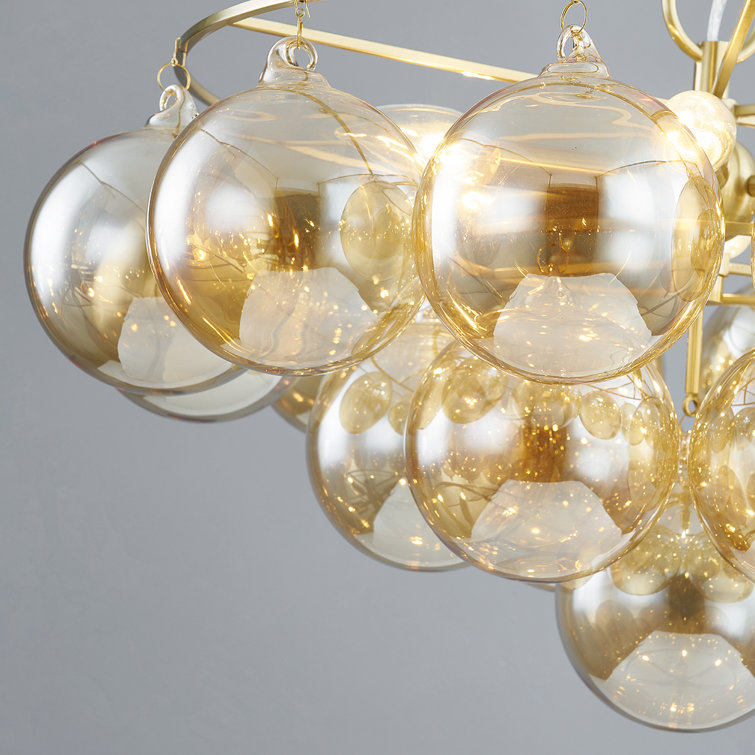 Aged Brass 6-Light Chandelier with Champagne Glass Shades