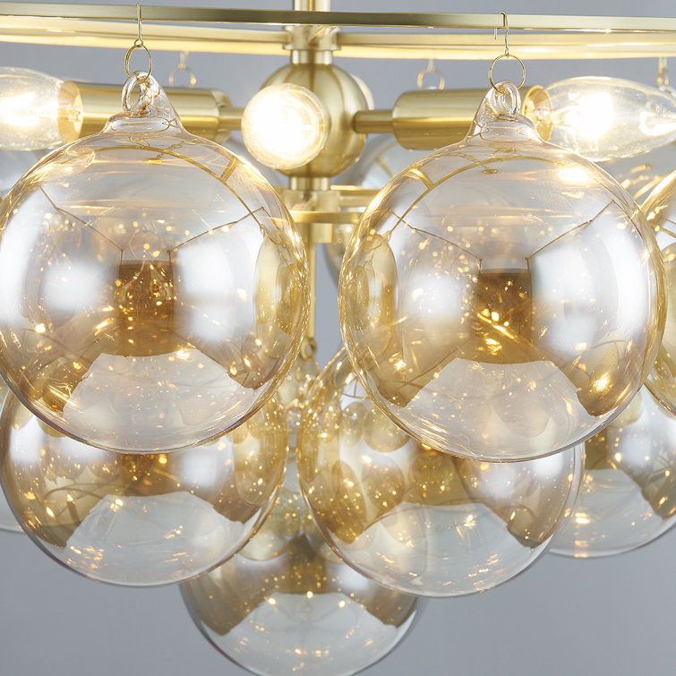 Aged Brass 6-Light Globe Glass Flush Mount