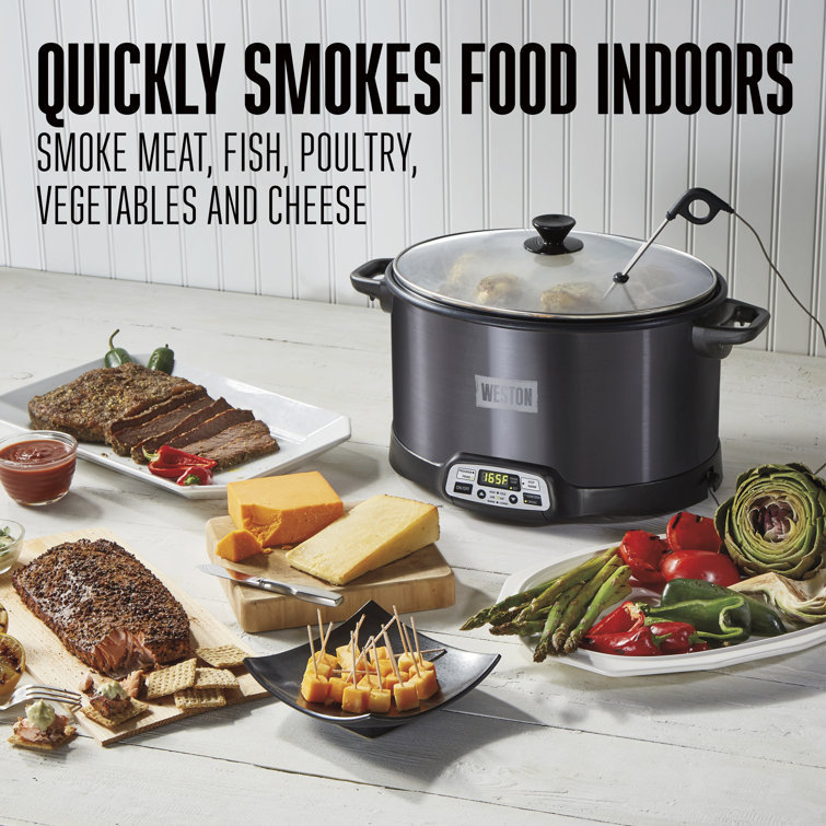 Weston Black Digital Display 6 Quart Indoor Smoker and Slow Cooker