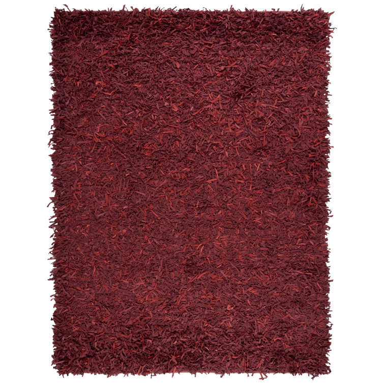 Hand-Knotted Red Leather Shag 8' x 10' Area Rug