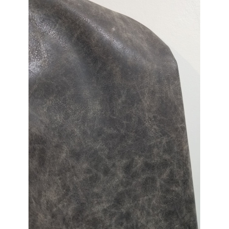 Gray Distressed Vegan Faux Leather Upholstery Fabric