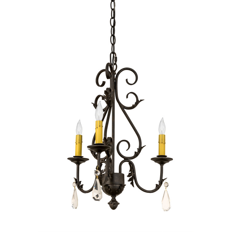 Bronze Mini Crystal Candle Chandelier with Faux Candlelights