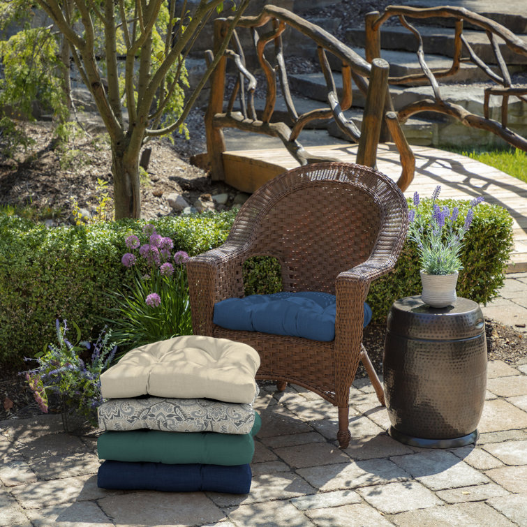 Cobalt Blue Polyester Outdoor Wicker Chair Cushion Set