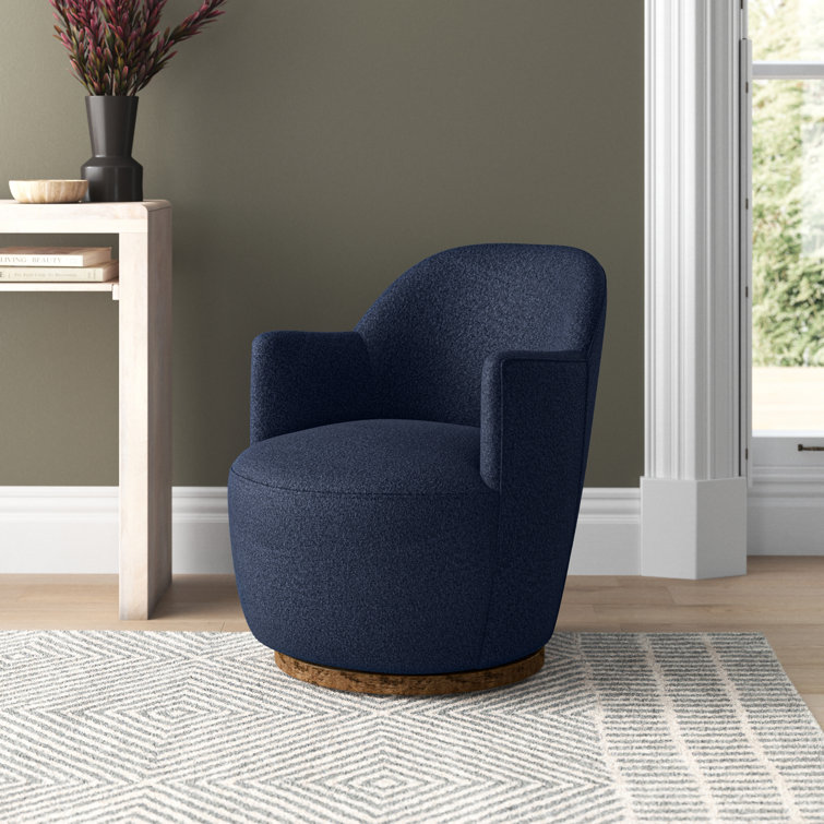 Knoll Natural Barrel Leather Swivel Chair with Wooden Base