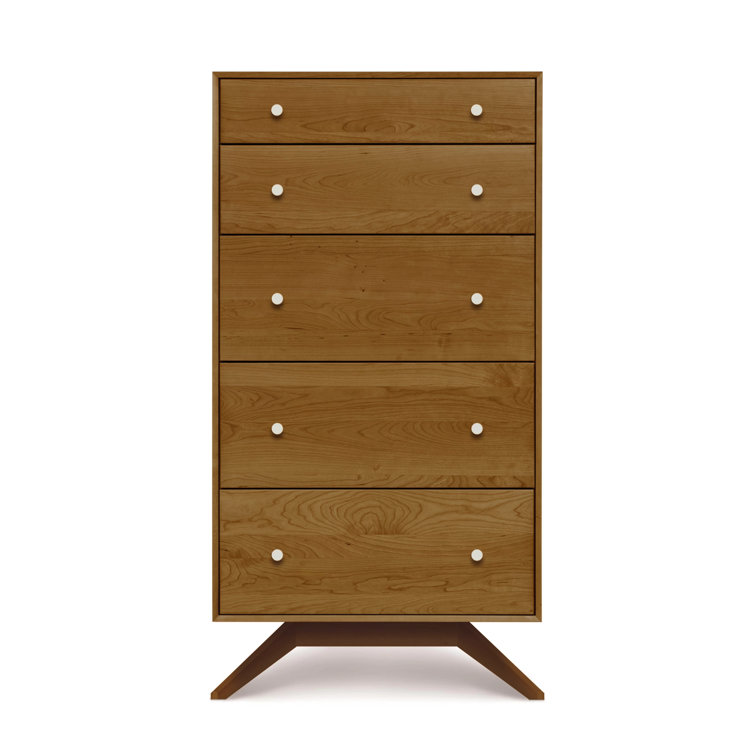 Astrid Saddle Cherry 5-Drawer Dresser with Soft Close and Felt Lined Drawers