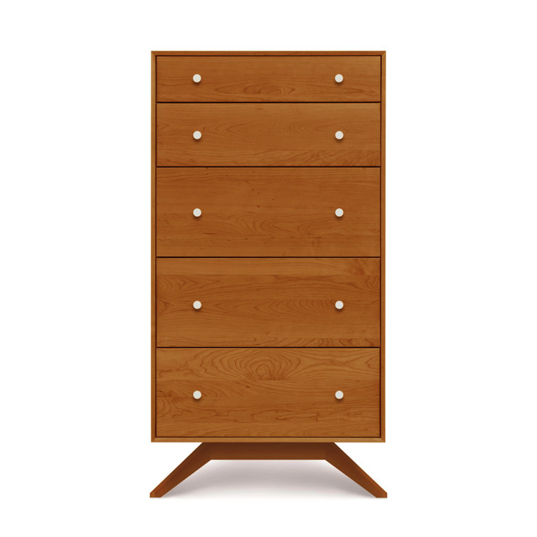 Autumn Cherry 5-Drawer Vertical Dresser with Metal Handles