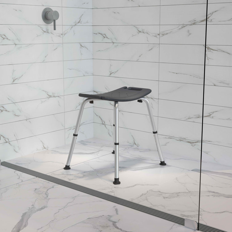 Adjustable Gray Bath & Shower Chair with Non-Slip, Tool-Free Assembly