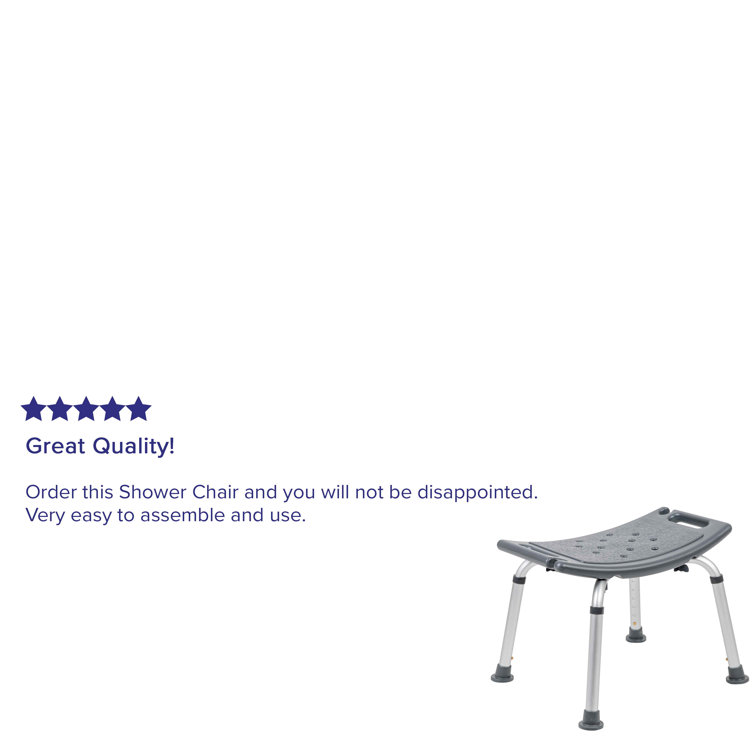 Adjustable Gray Bath & Shower Chair with Non-Slip, Tool-Free Assembly