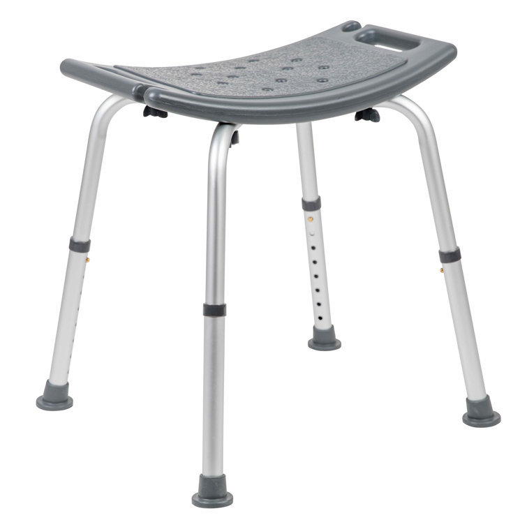 Adjustable Gray Bath & Shower Chair with Non-Slip, Tool-Free Assembly