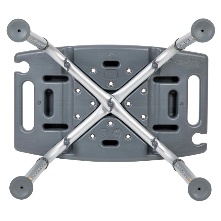Adjustable Gray Bath & Shower Chair with Non-Slip, Tool-Free Assembly