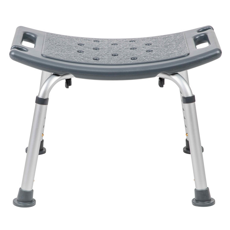 Adjustable Gray Bath & Shower Chair with Non-Slip, Tool-Free Assembly