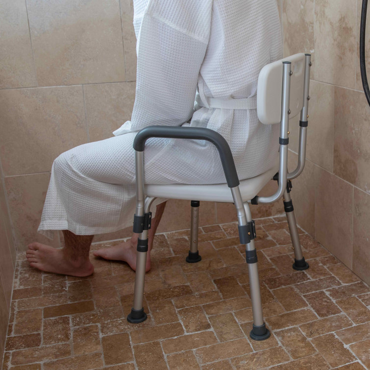 Adjustable Gray Safety Shower Chair with Quick Release Arms
