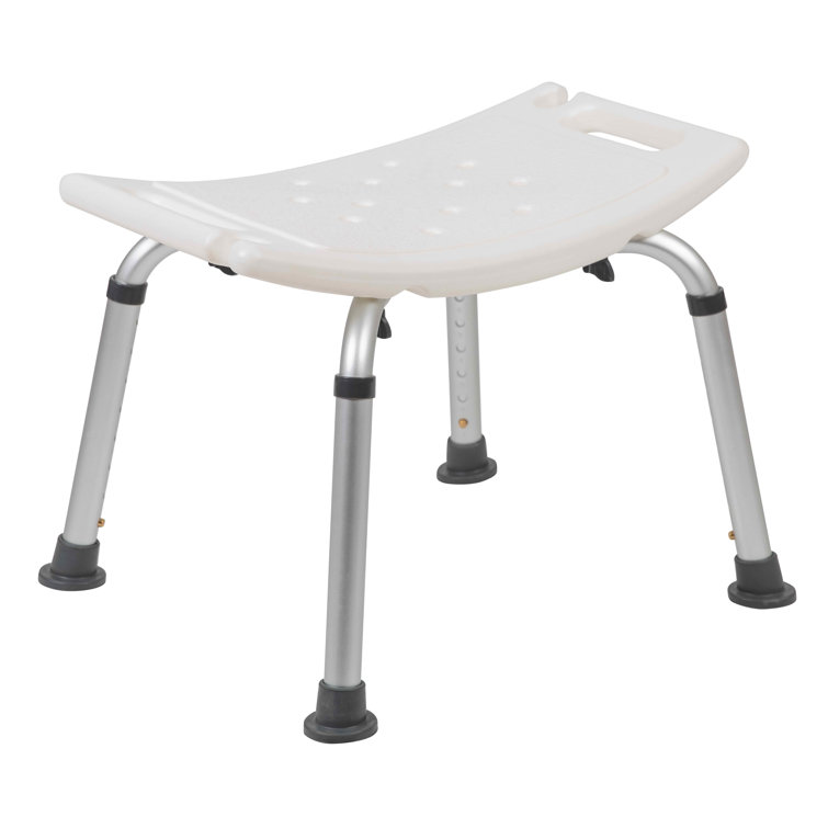 Adjustable White Plastic Bath & Shower Chair with Non-Slip Feet