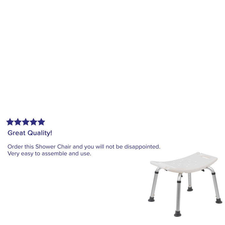 Adjustable White Plastic Bath & Shower Chair with Non-Slip Feet