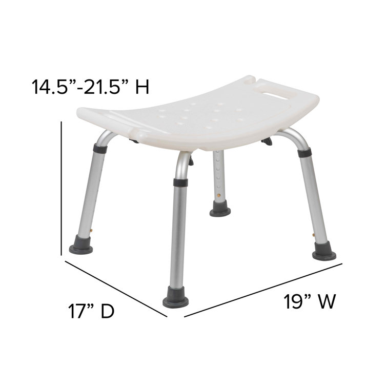 Adjustable White Plastic Bath & Shower Chair with Non-Slip Feet