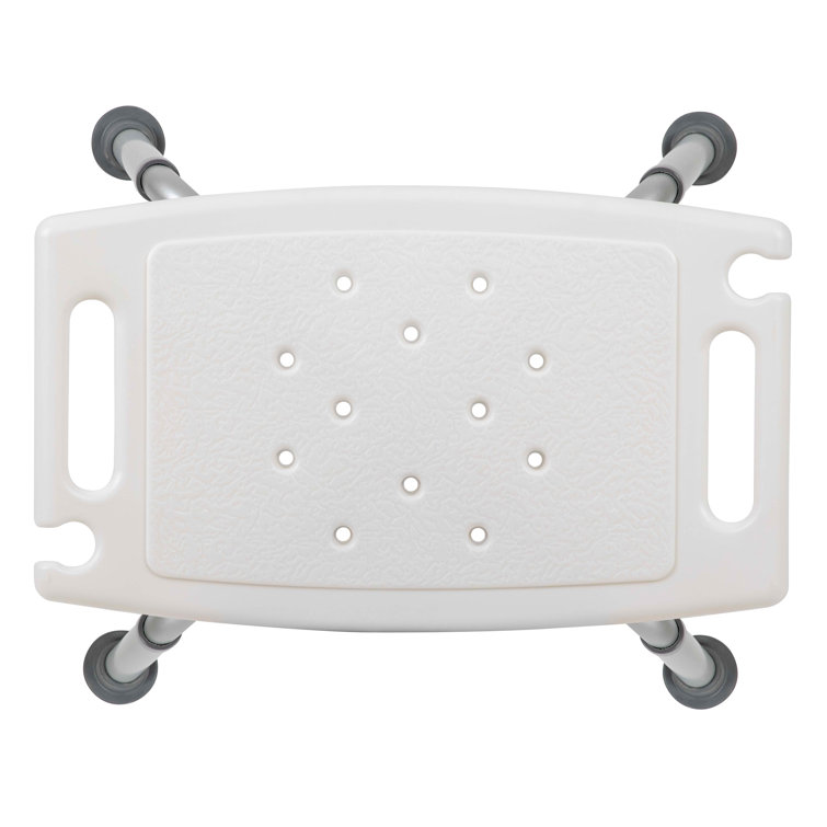 Adjustable White Plastic Bath & Shower Chair with Non-Slip Feet