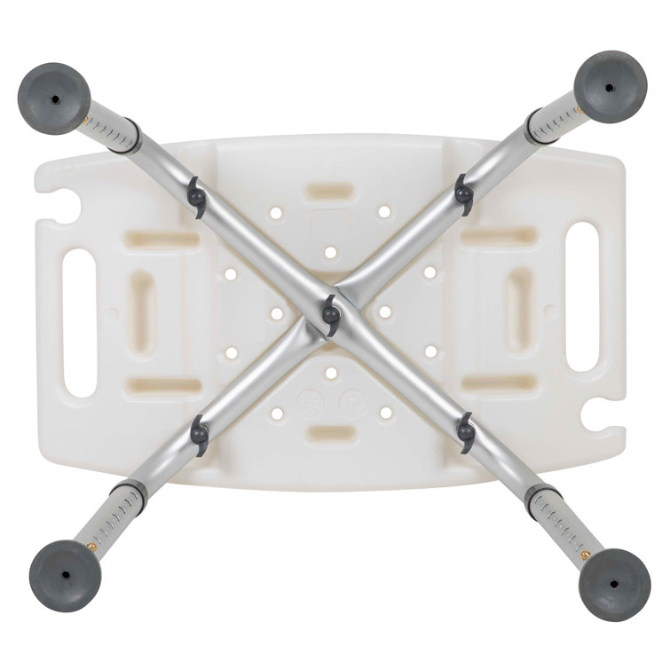 Adjustable White Plastic Bath & Shower Chair with Non-Slip Feet