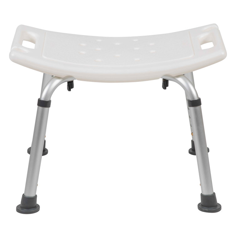 Adjustable White Plastic Bath & Shower Chair with Non-Slip Feet