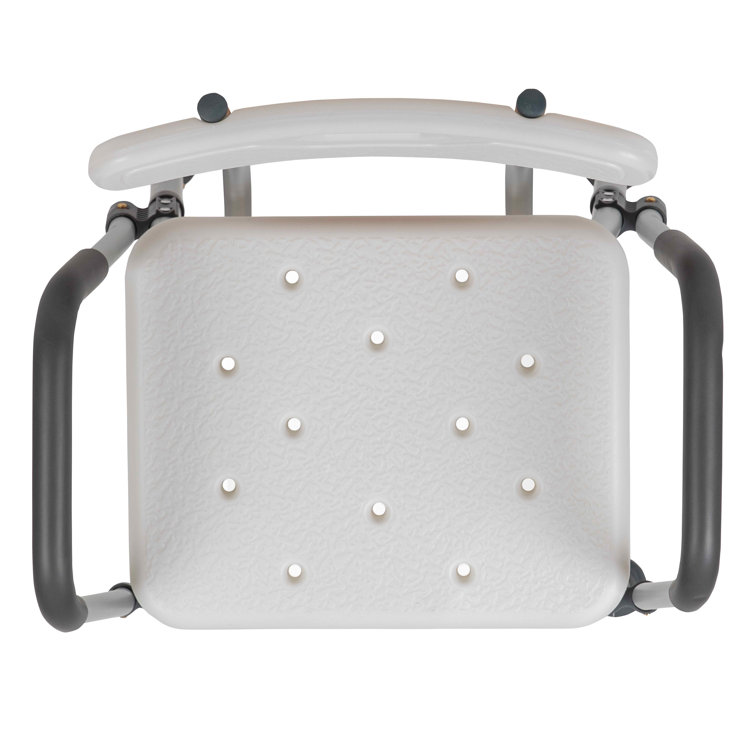 Adjustable White Plastic Bath & Shower Chair with Arms