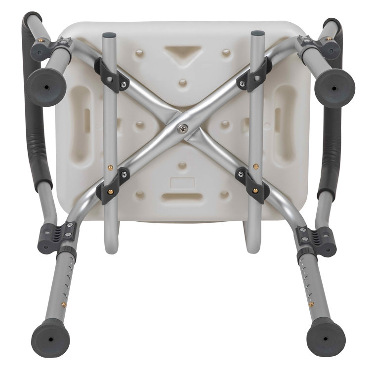 Adjustable White Plastic Bath & Shower Chair with Arms