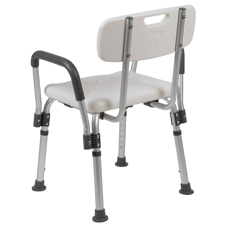Adjustable White Plastic Bath & Shower Chair with Arms