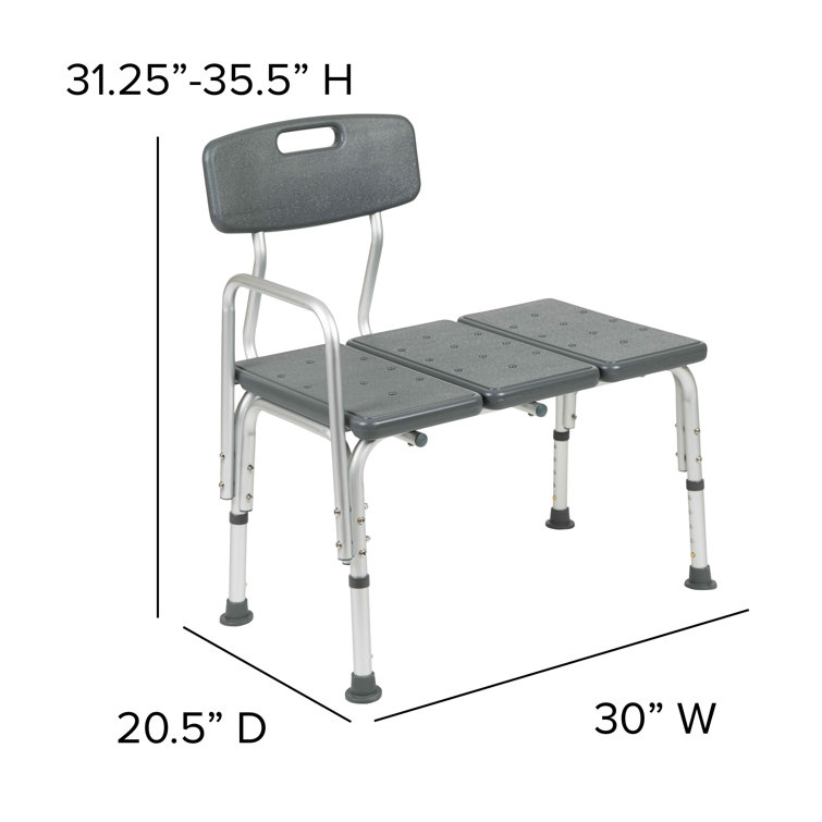 Hercules 300 Lb. Adjustable Gray Plastic Bath & Shower Transfer Bench