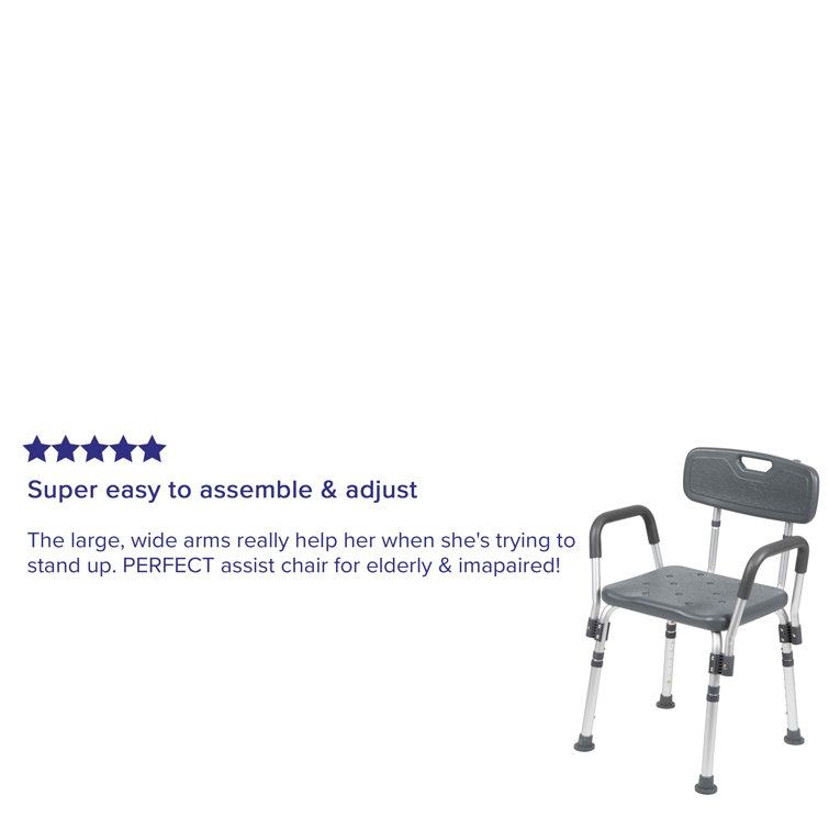 Adjustable Gray Safety Shower Chair with Quick Release Arms