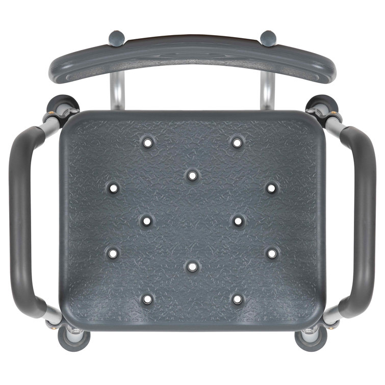 Adjustable Gray Safety Shower Chair with Quick Release Arms