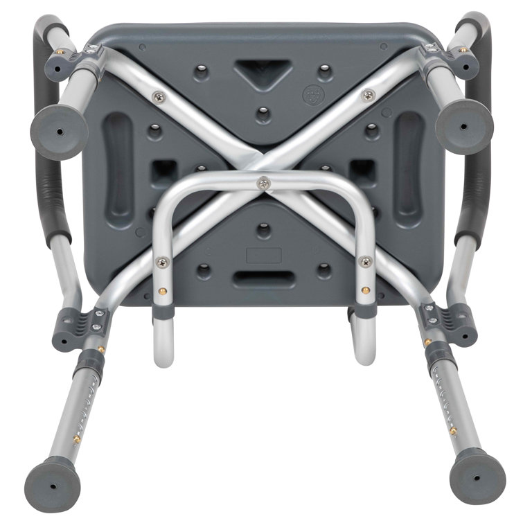Adjustable Gray Safety Shower Chair with Quick Release Arms