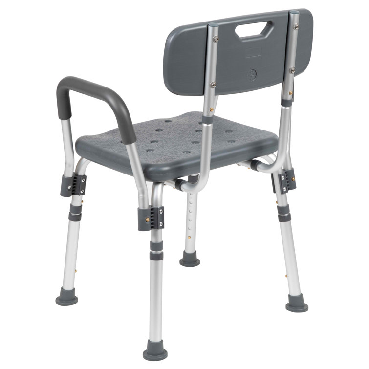 Adjustable Gray Safety Shower Chair with Quick Release Arms
