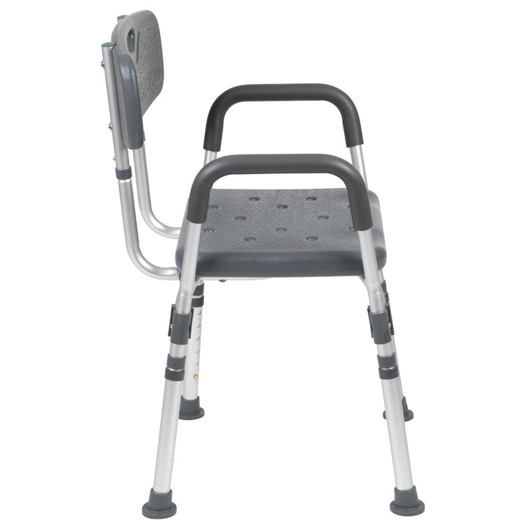 Adjustable Gray Safety Shower Chair with Quick Release Arms